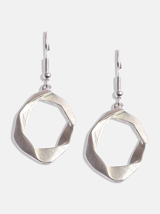 Silver Toned Twisted Necklace With Earrings
