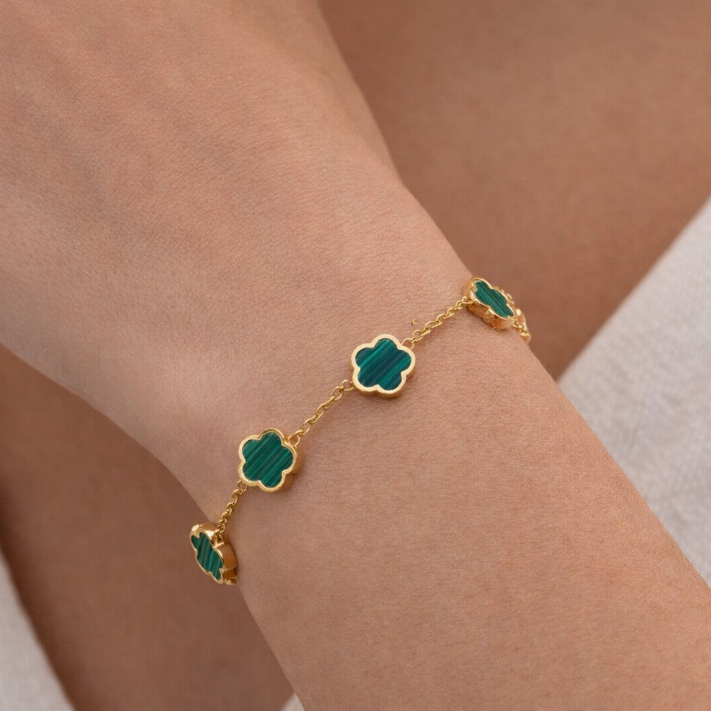 Emerald Clover Charm Bracelet