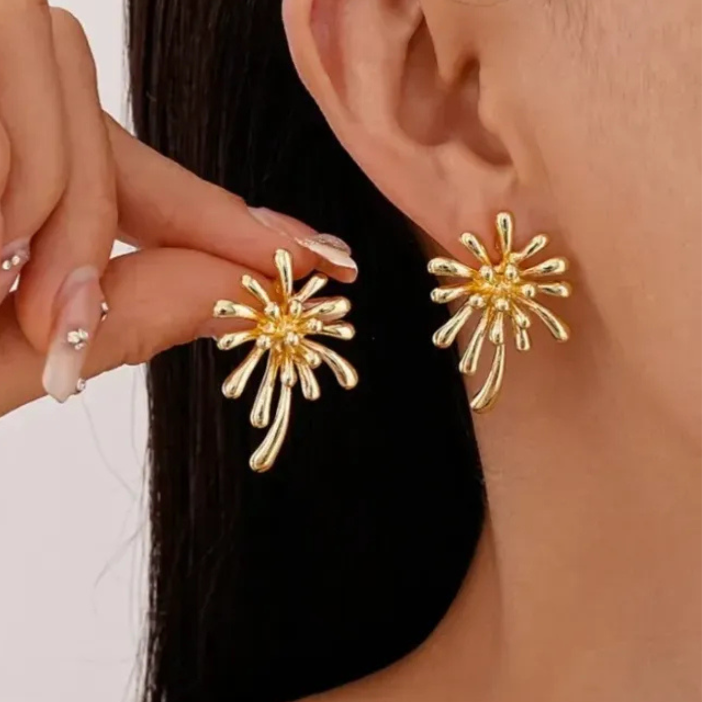 Golden Firework Burst Earrings