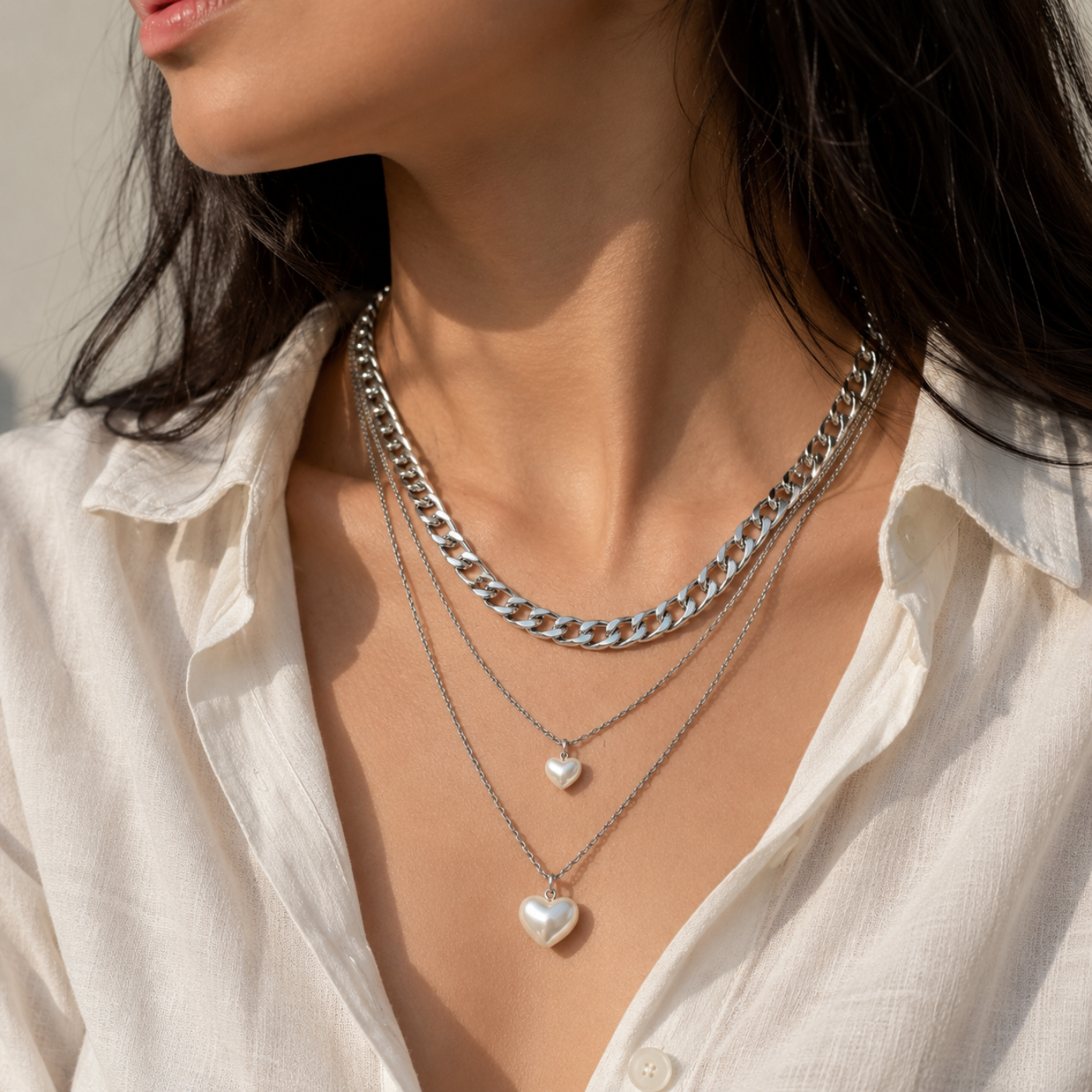 Moonlit Hearts Layered Necklace
