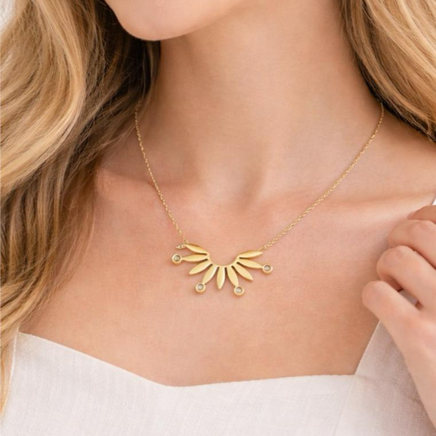 Golden Solstice Wing Necklace