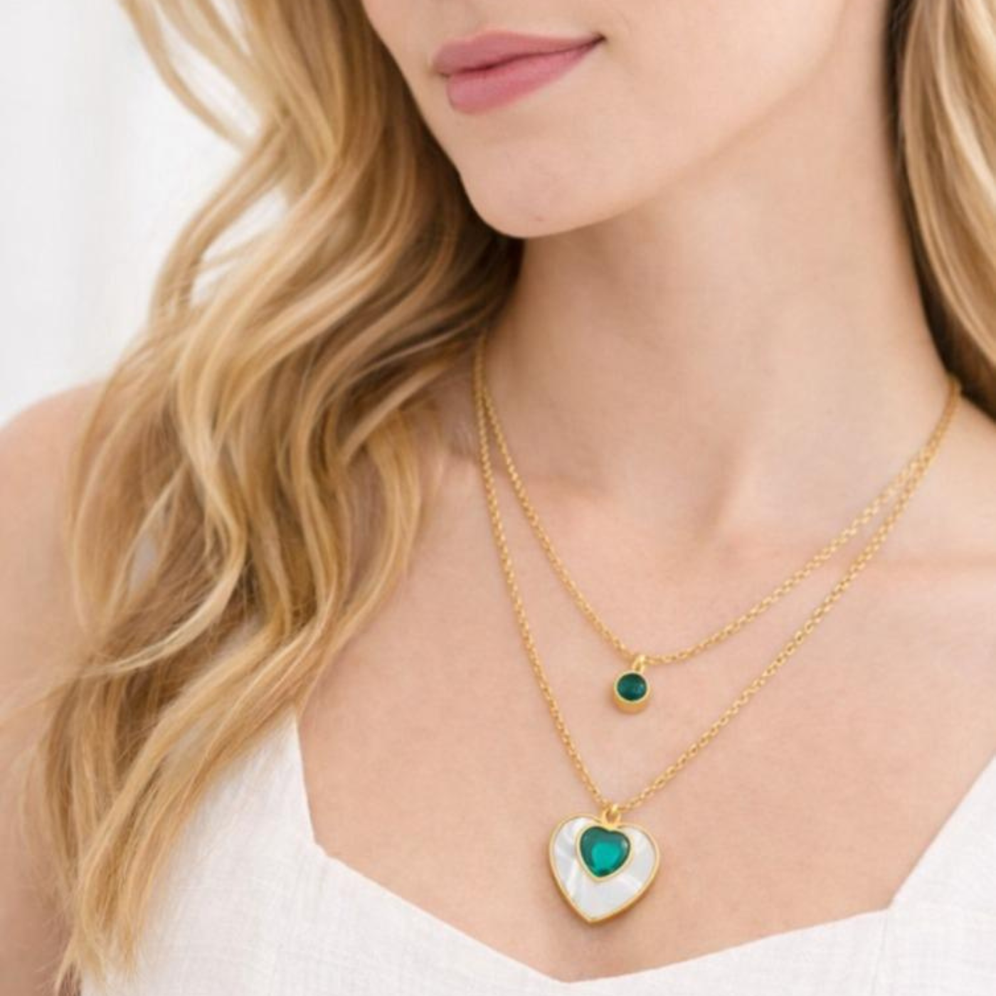 Verdant Pearl Heart Necklace