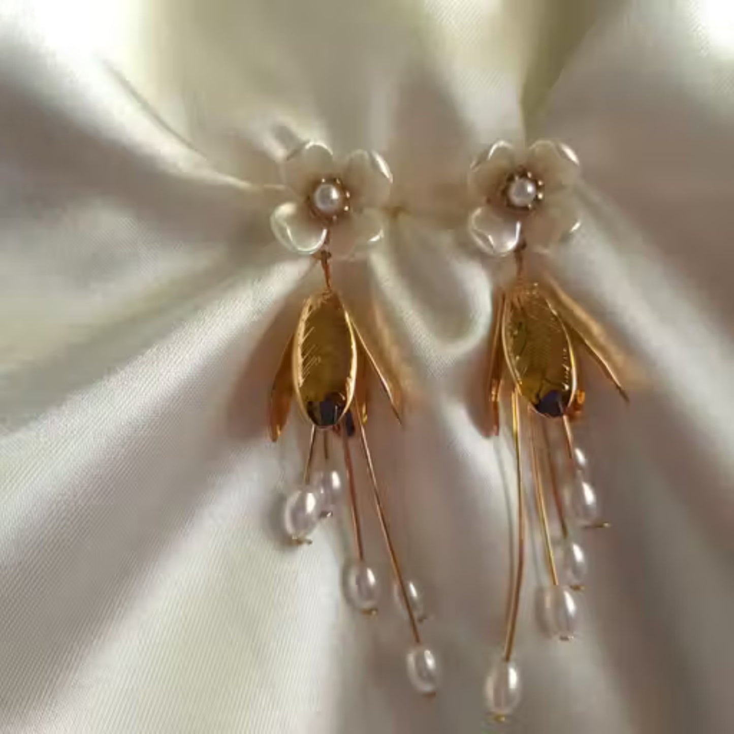 Golden Blossom Pearl Earrings