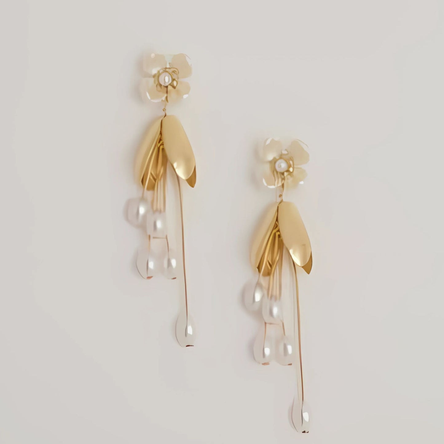 Golden Blossom Pearl Earrings
