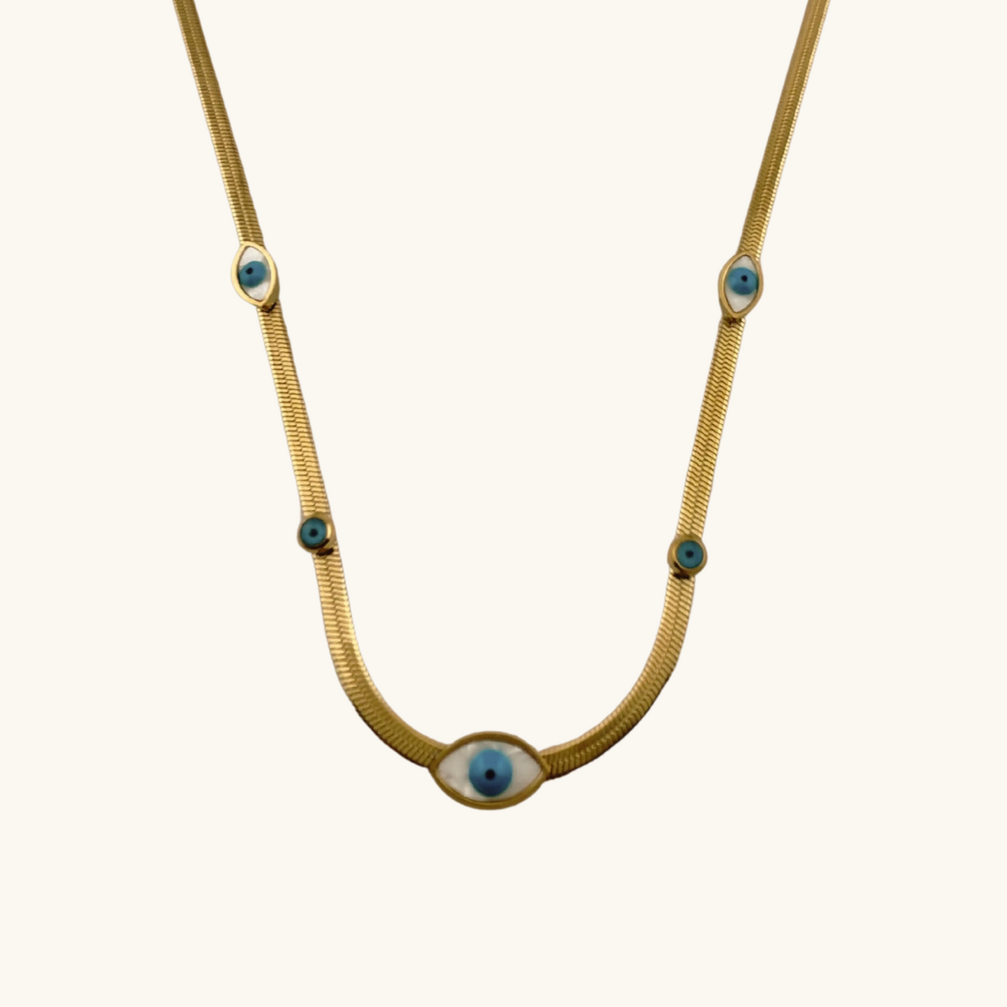 Evil Eye Snakechain Blue Stone Necklace