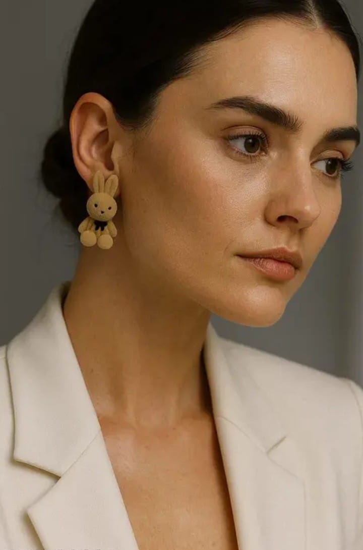Brown Velvet Bunny Earrings