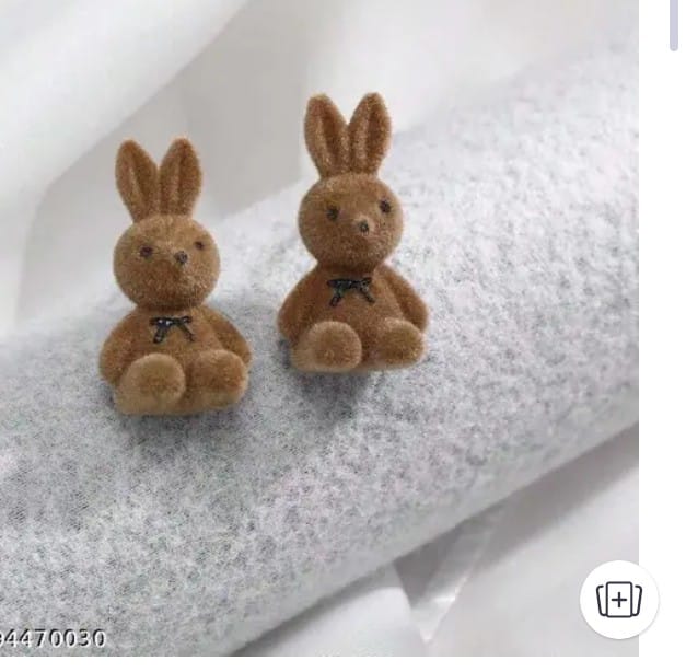 Brown Velvet Bunny Earrings