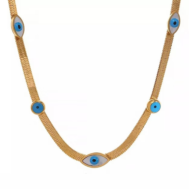 Evil Eye Snakechain Blue Stone Necklace