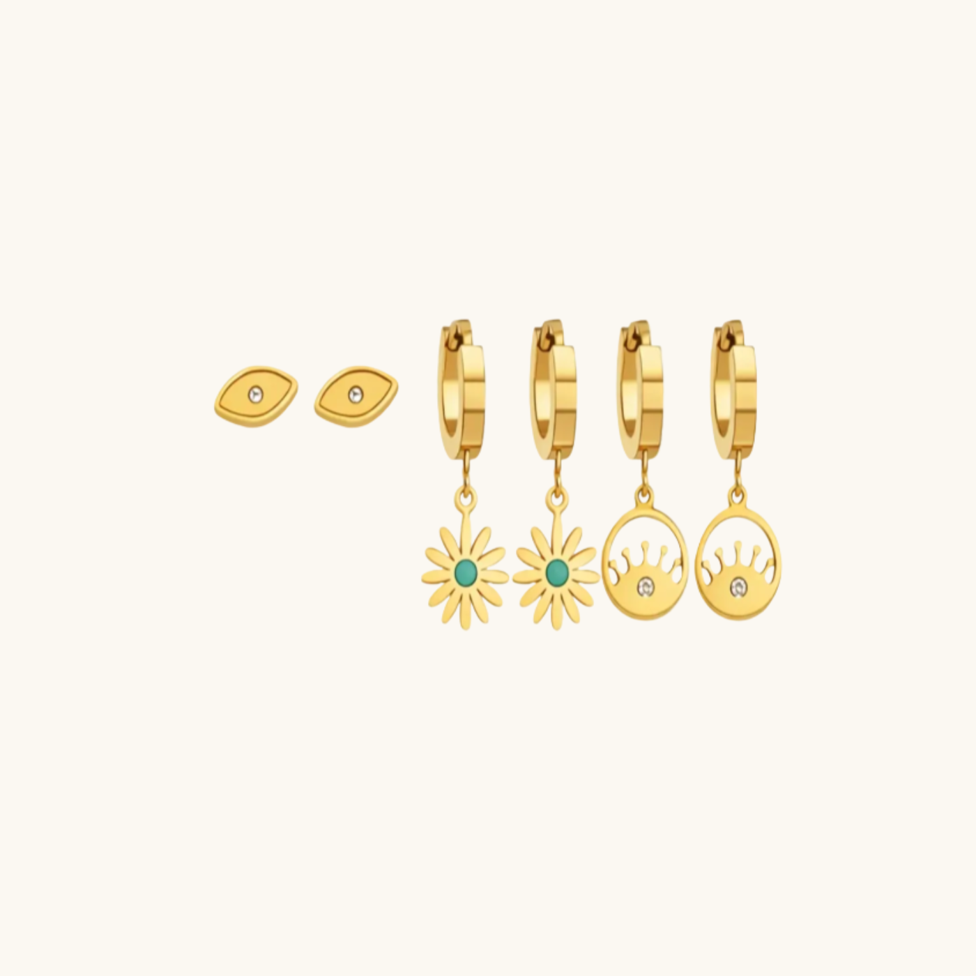 Golden Charm Earrings Set