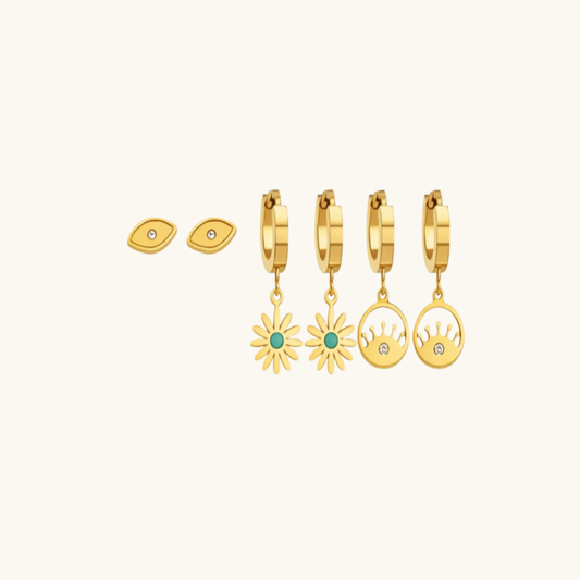 Golden Charm Earrings Set