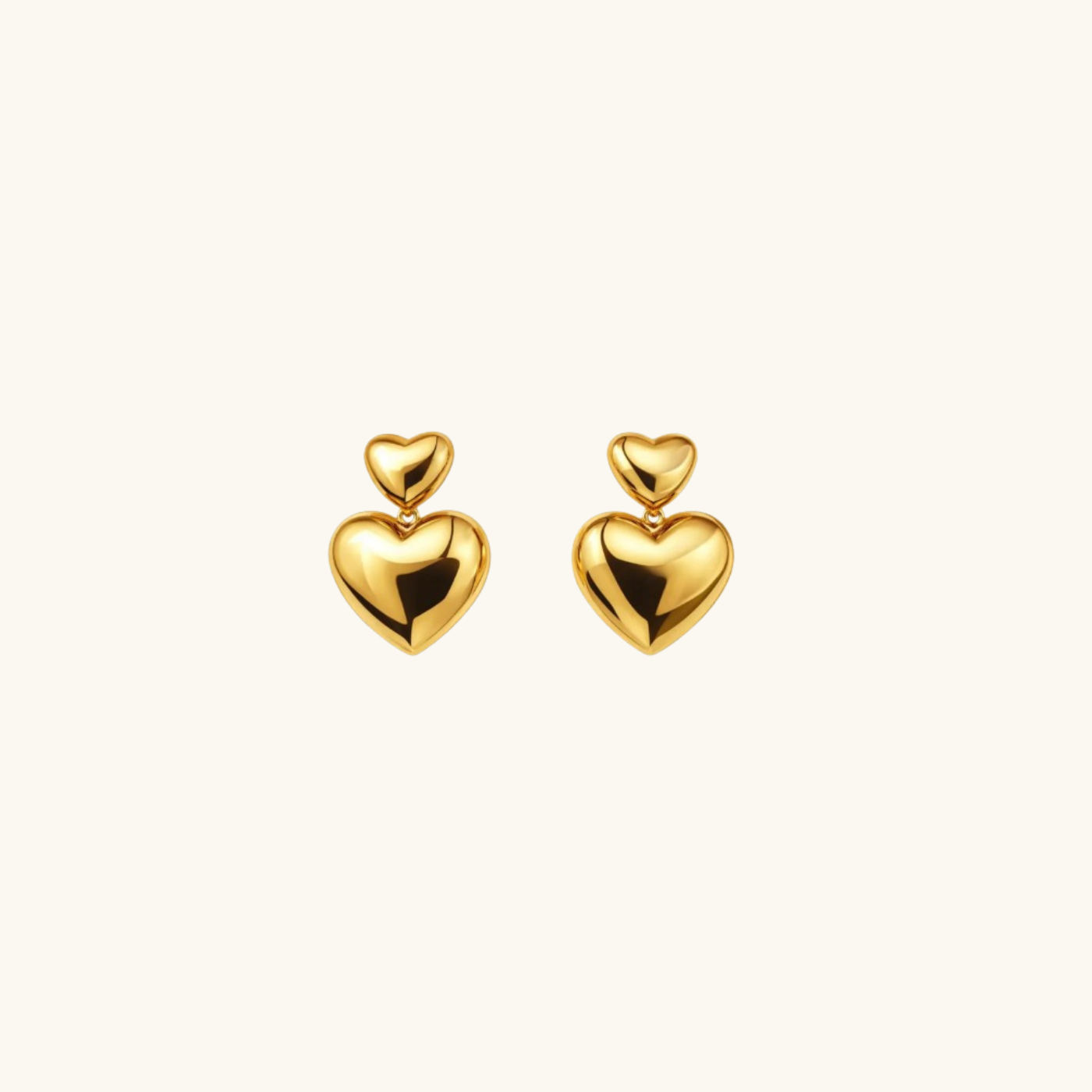 Golden Double Heart Studs
