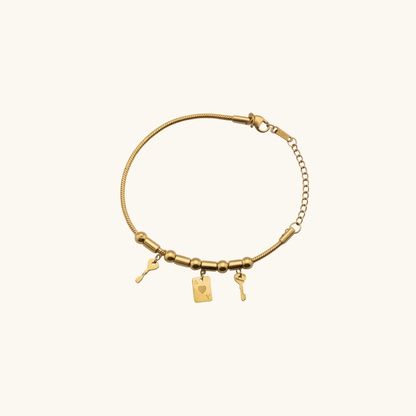 Heart & Key Charm Bracelet