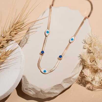 Evil Eye Snakechain Blue Stone Necklace