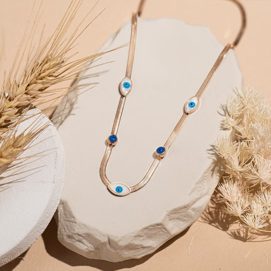 Evil Eye Snakechain Blue Stone Necklace