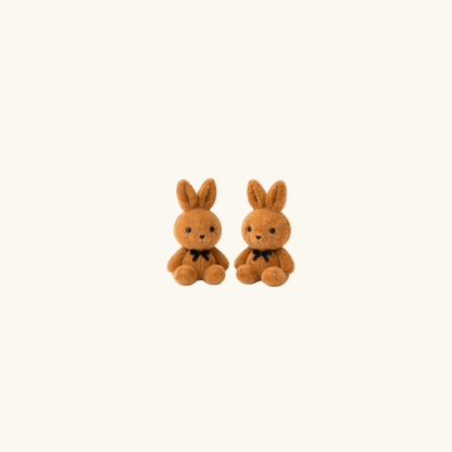 Brown Velvet Bunny Earrings