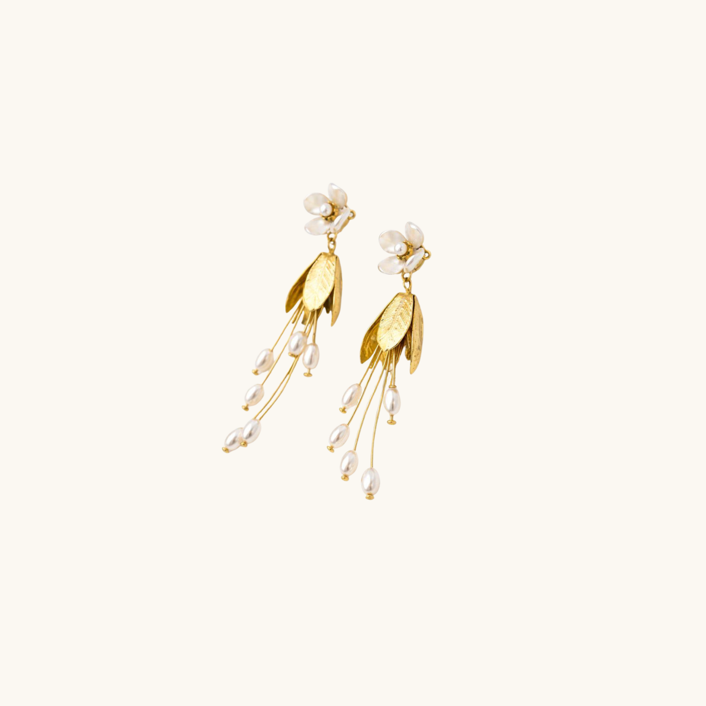 Golden Blossom Pearl Earrings