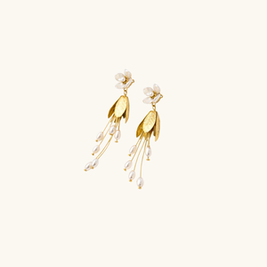 Golden Blossom Pearl Earrings