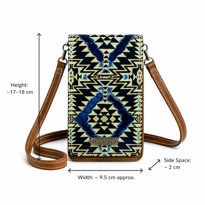Indigo Aztec Crossbody Organiser Bag