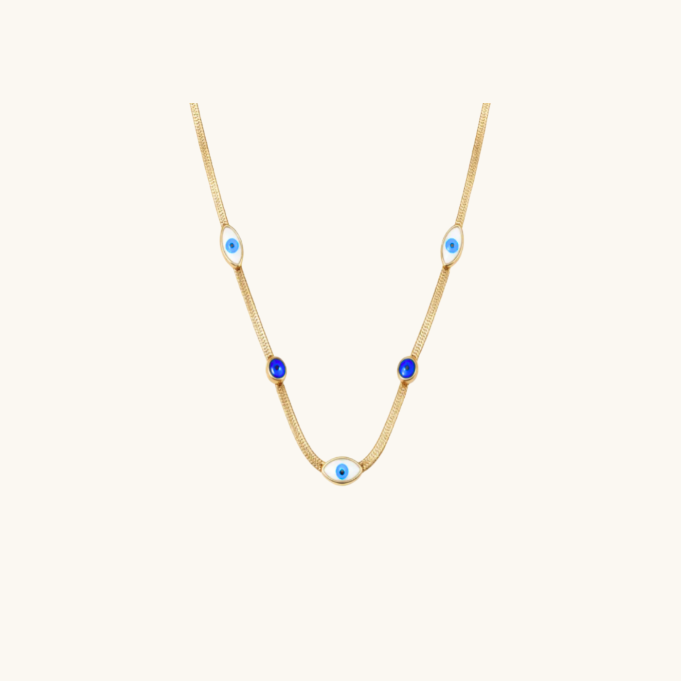 Evil Eye Snakechain Blue Stone Necklace