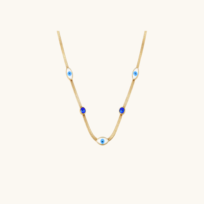 Evil Eye Snakechain Blue Stone Necklace