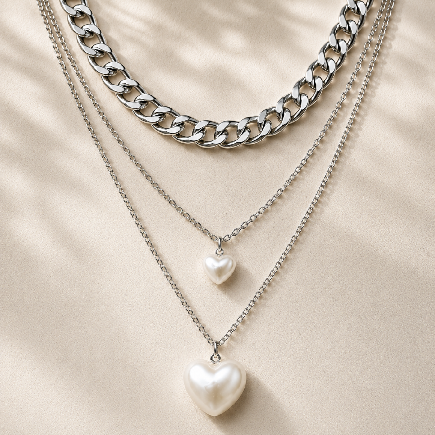 Moonlit Hearts Layered Necklace