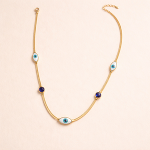 Evil Eye Snakechain Blue Stone Necklace