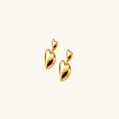 Golden Double Heart Studs