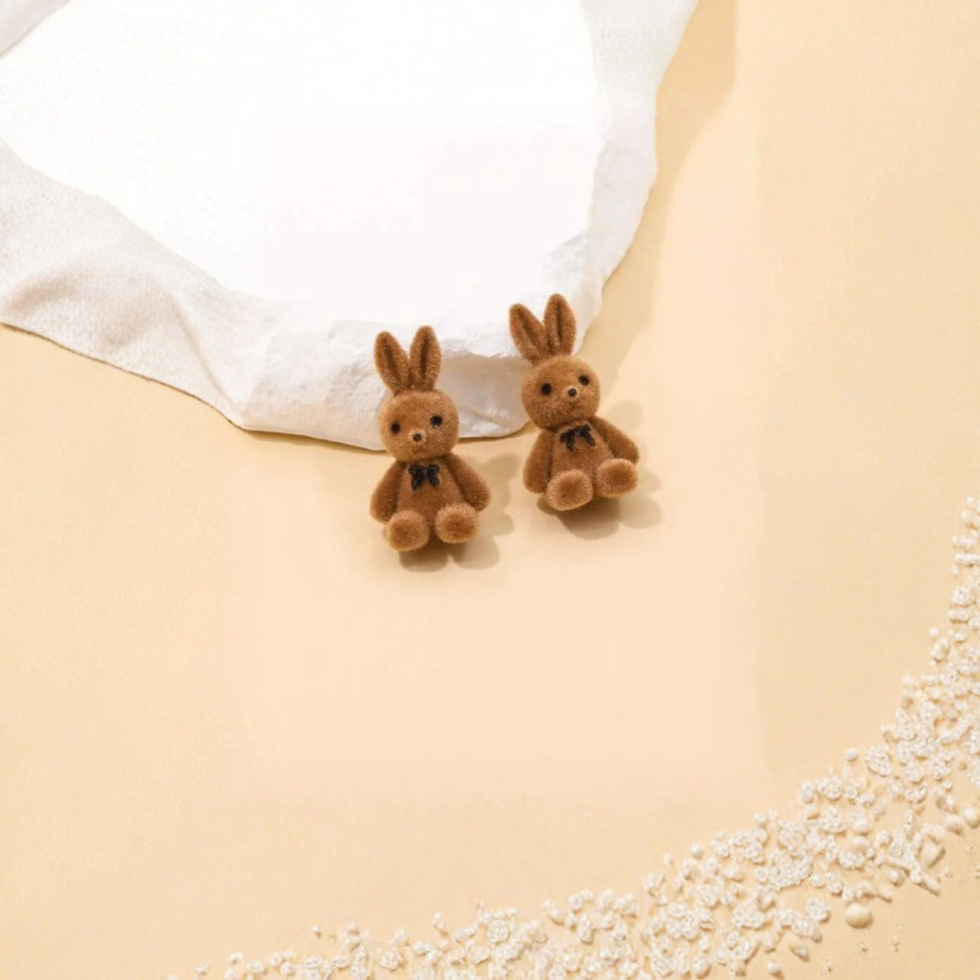 Brown Velvet Bunny Earrings