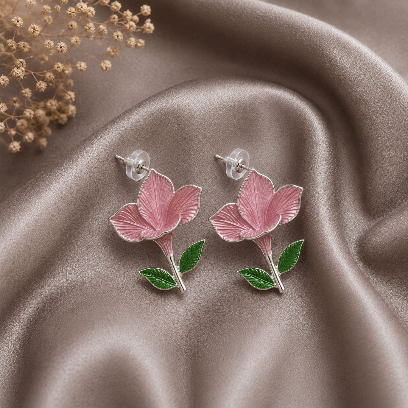Pink Magnolia Studs Earrings
