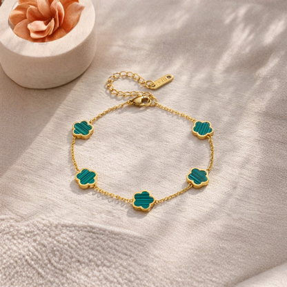 Emerald Clover Charm Bracelet