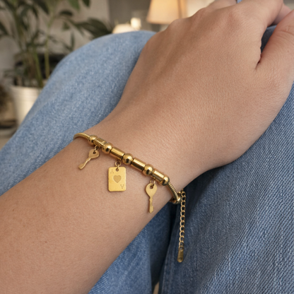 Heart & Key Charm Bracelet