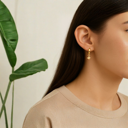 Golden Star Hoop Earrings