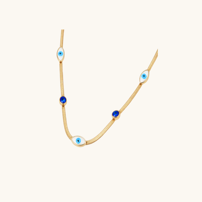Evil Eye Snakechain Blue Stone Necklace