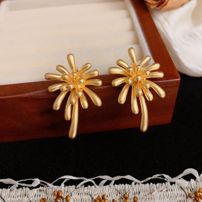 Golden Firework Burst Earrings