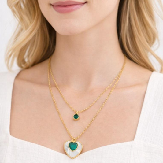 Verdant Pearl Heart Necklace