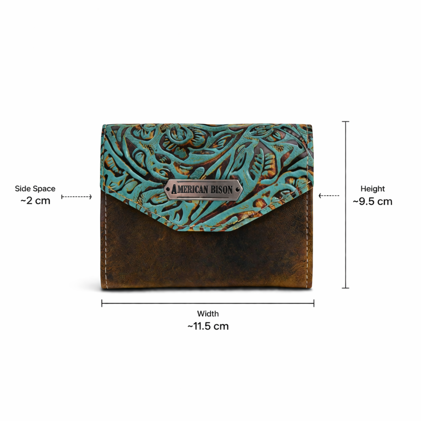Turquoise Vine Tri-Fold Leather Wallet