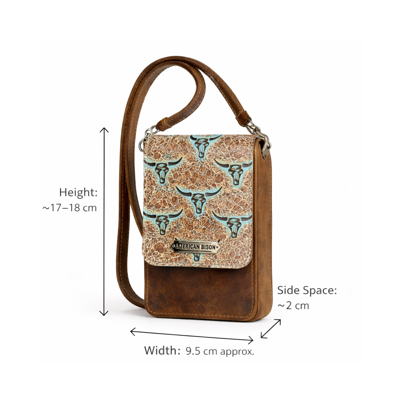 Turquoise Longhorn Crossbody Organiser Bag