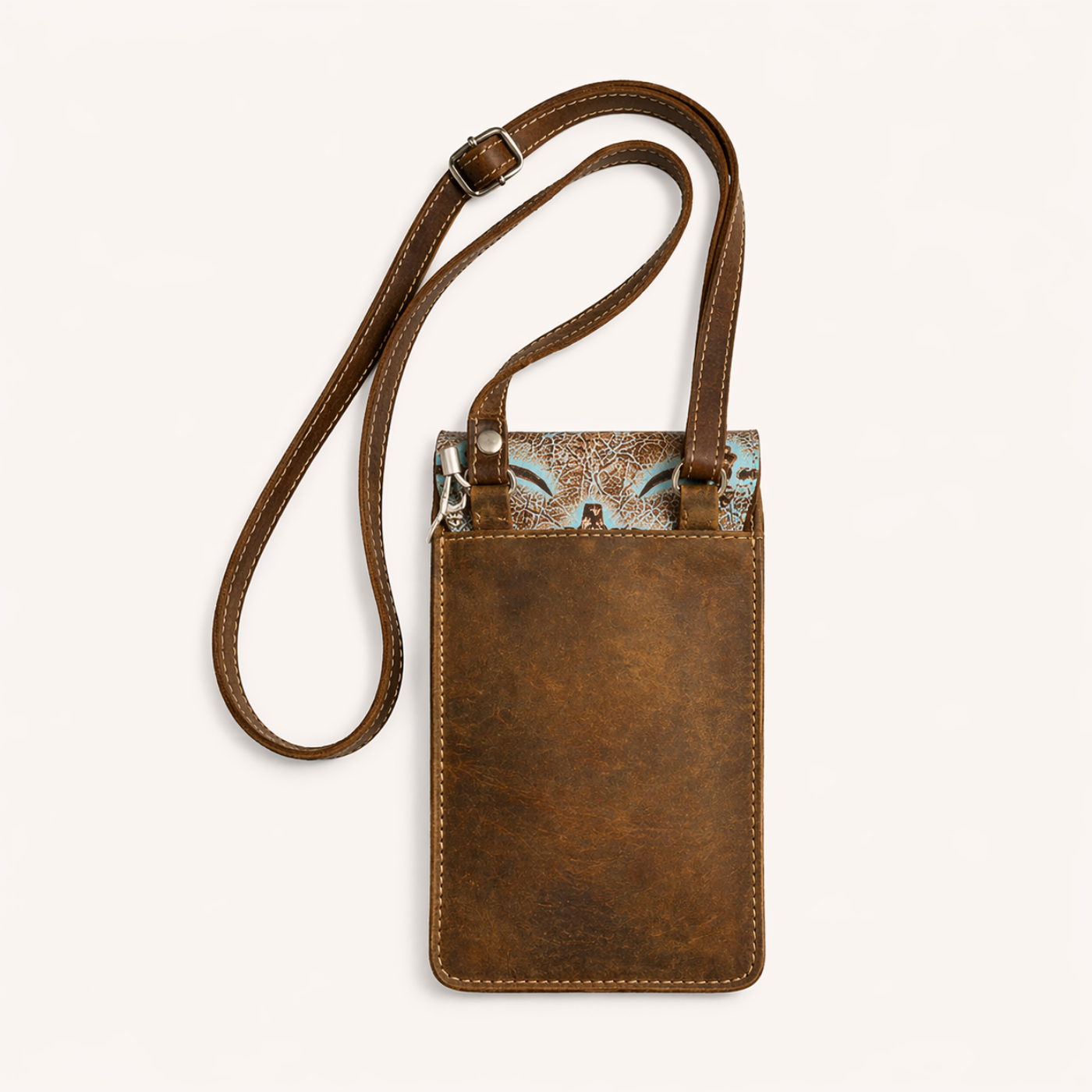 Turquoise Longhorn Crossbody Organiser Bag