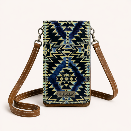 Indigo Aztec Crossbody Organiser Bag