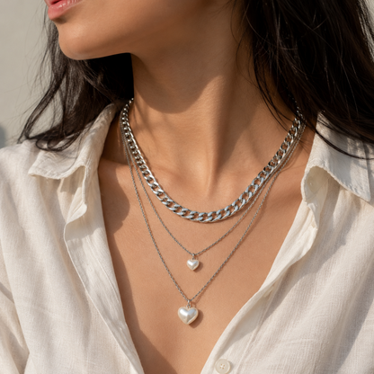 Moonlit Hearts Layered Necklace