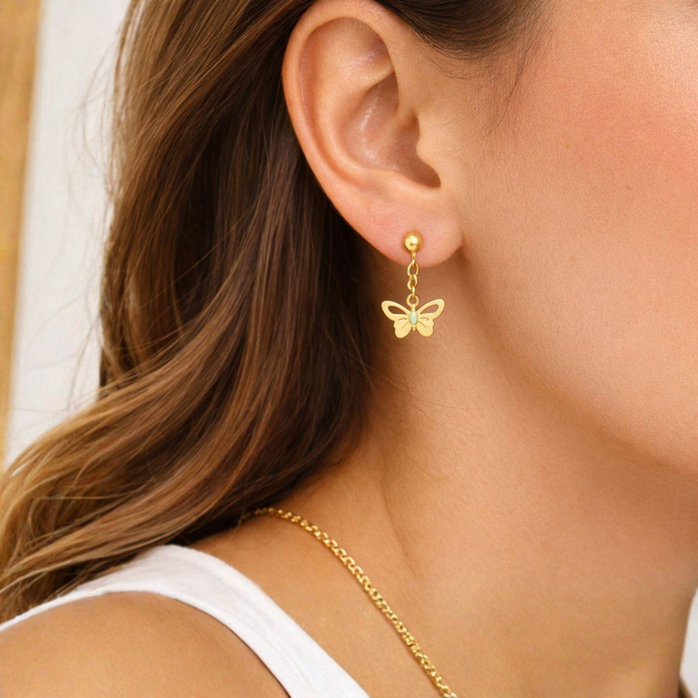 Golden Butterfly Earring Set