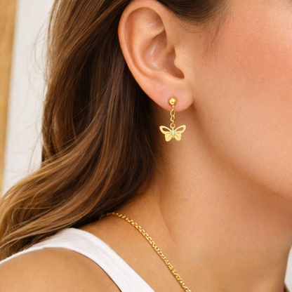 Golden Butterfly Earring Set