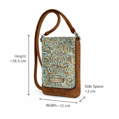 Turquoise Vine Phone Crossbody Bag