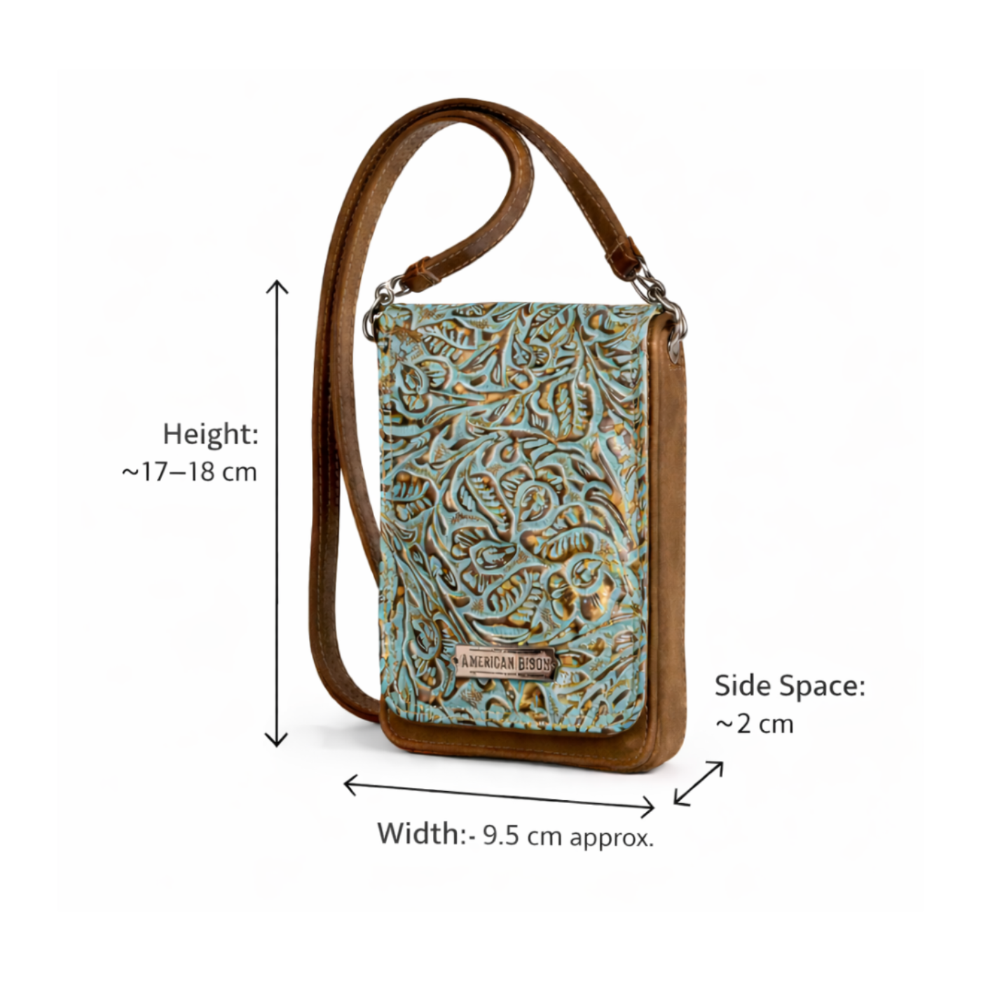 Turquoise Vine Crossbody Organiser Bag