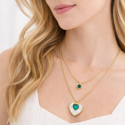 Verdant Pearl Heart Necklace