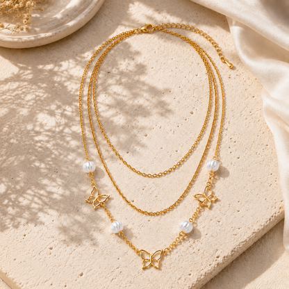 2-in-1 Butterfly Stack Necklace Set