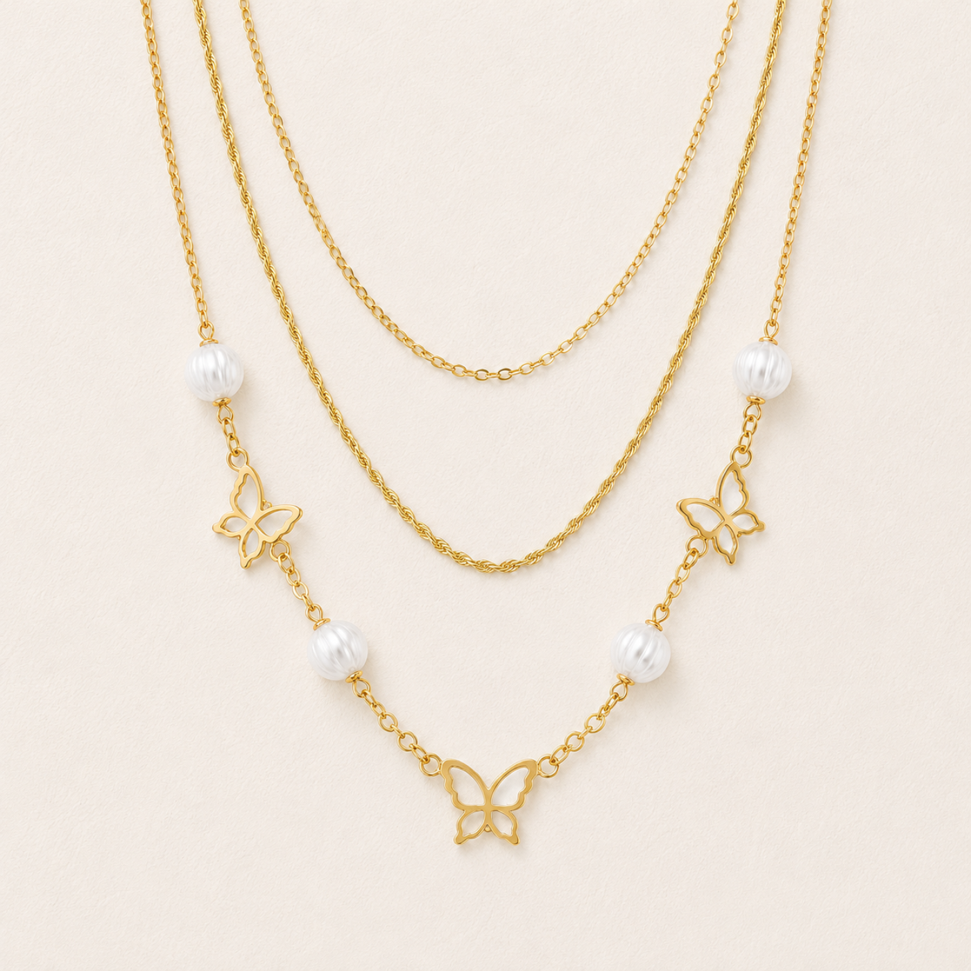 2-in-1 Butterfly Stack Necklace Set