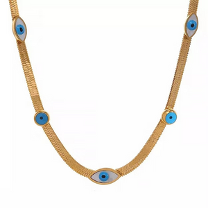 Evil Eye Snakechain Blue Stone Necklace