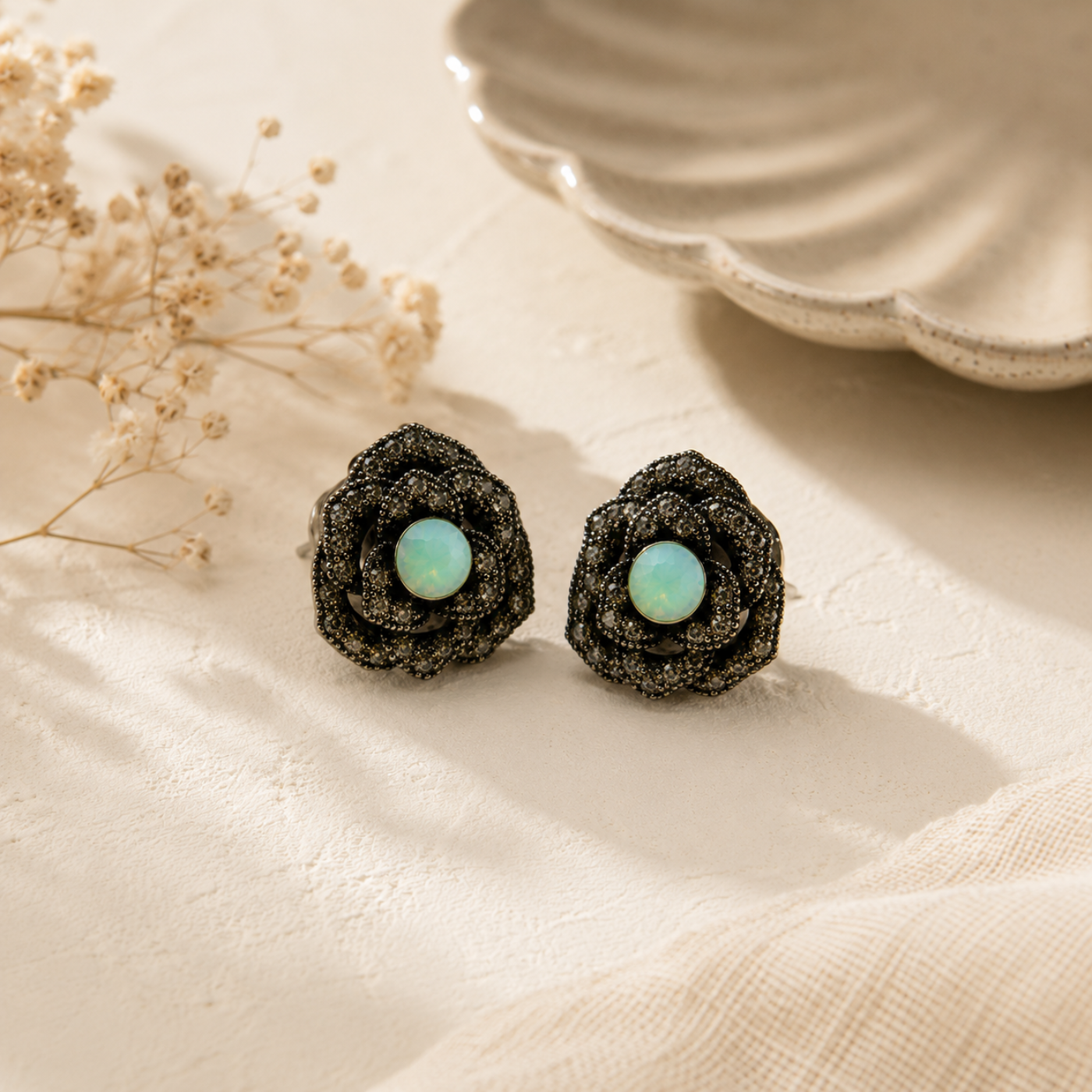 Opal Rose Studs