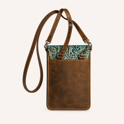 Turquoise Vine Crossbody Organiser Bag